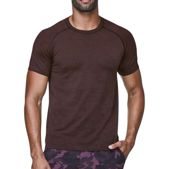 Lululemon Metal Vent Tech Shirt Mens 2XL Maroon Short Sleeve Active Stretch Tee - Picture 1 of 8